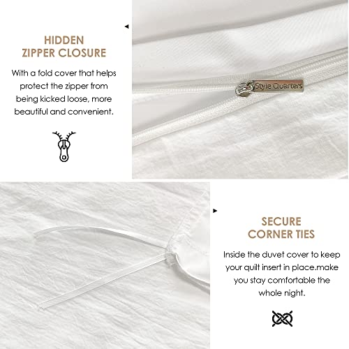 Style Quarters Cotton Tufted Queen Duvet Cover, 3Pieces Boho Bedding Set Queen Size, Ultra Soft Shabby Chic Embroidery White Duvet Covers Includes 1 Duvet Cover And 2 Pillow Shams 90"X90" #TOP2