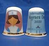 Garantie de retour complète Dé à coudre de collection en porcelaine pour la fête des infirmières - Boîte incluse