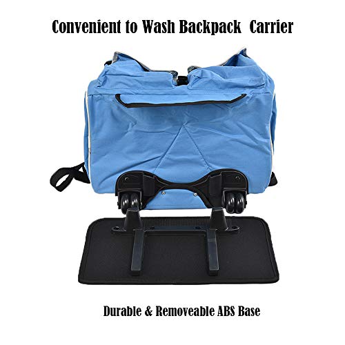 LEMKA Pet Rolling Carrier Backpack Wheel Around 4-in-1 Pet Travel Carrier,Airline Approve Dog Carrier for Indoor & Outdoor Use (Light Blue)