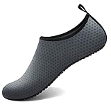 Water Socks for Women Men Adult Aqua Swim Shoes Beach River Pool Barefoot Yoga Exercise Wear Sport Accessories Quick-Dry Must Haves Size 11.5-12.5Women/10.5-11.5Men(Grey-NW002)
