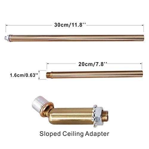 Bokt Downrod Extension Lamp Stem Pendant Light Extension Rod With Threaded Tube, Sloped Ceiling Adapter Kits For Ceiling Pendant Light, Suitable For Vaulted Or Angled Ceilings (Brass) #TOP1