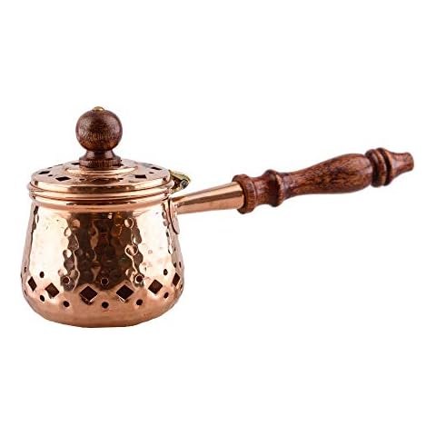 NKlaus antique incense pan copper with wooden handle for incense incense mixture incense burner house cleaning handwork 2837 Cover