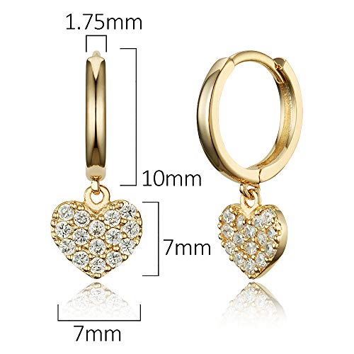 14K Gold Plated Brass White Heart Plain Huggy Baby Girls Hoop Earrings #TOP1