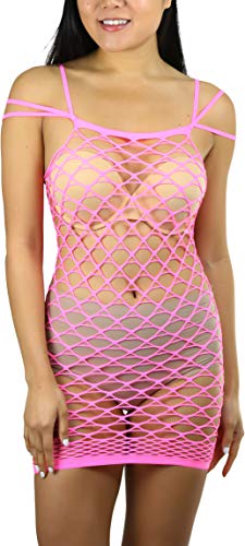 Image of ToBeInStyle Women's Stretch See Through Fishnet Novelty Mini Rave Party Dress
