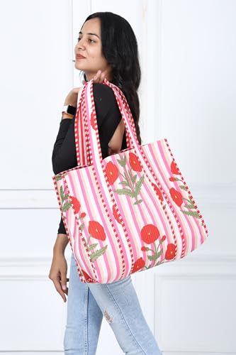 Bolsa reversible ligera de algodón para mujer miniatura 6