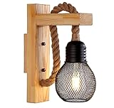 Applique dal design vintage e industriale realizzata in legno