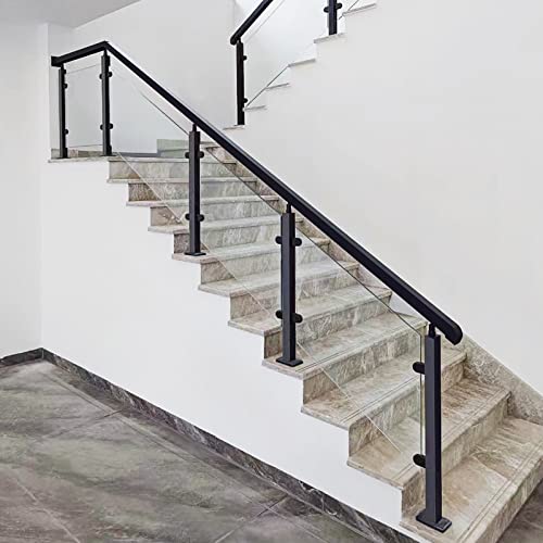 Poteau robuste en acier inoxydable 304 avec base solide pour garde-corps d'angle noir