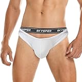SKYSPER Jockstrap For Men Workout Jock Straps Male Underwear Athletic Supporter Sexy G-Strings, SG51-White, Small