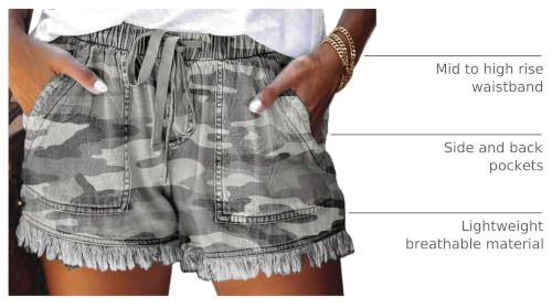 Image of YOCUR Womens Lightweight Shorts Casual Baggy Trendy Hot Pants Elastic Waist Drawstring Comfy Shorts
