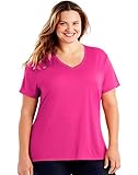 Just My Size Women's Plus-Size Cooldri s/V-Neck, Amaranth, 2X