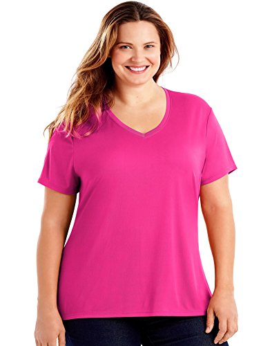 Just My Size Women's Plus-Size Cooldri s/V-Neck, Amaranth, 2X