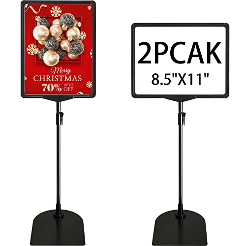 Sign Holder, Sign Stand With Adjustable Height Snap Open, Reusable Sign Holder 8.5 X 11 Inch, Sign Stands For Display Advertising Business Menu Flyer Signage, Vertical And Horizontal View Sign Holder Stand (Black, 2 Pack) #TOP4