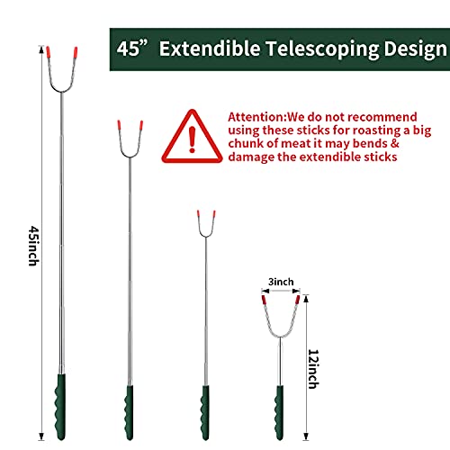 Aoocan Marshmallow Roasting Sticks , Set of 14 Long 45 Inch Smores Sticks for Fire Pit , Telescoping Rotating Smores Skewers - Hot Dog Roasting Sticks for Campfire, Camping, Bonfire and Grill - Thumbnail 2