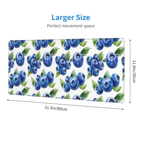 Tapis de souris de jeu antidérapant grand format imprimé myrtille