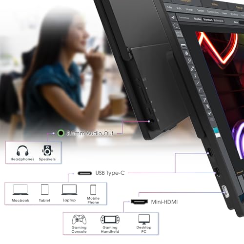 Kado Dual Portable Monitor Setup - 2-Pack 15.6" 1080p IPS Triple Monitor Extender for Laptop, 1920x1080 HDMI USB-C 180° Kickstand Built-in Speakers, Stacked Desktop Setup Office Gaming Daytrading by Kado - Image 6