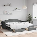 Festnight Schlafsofa 2 sitzer Sofa mit Schlaffunktion Tagesbett Schlafcouch Jugendbett Gästebett Sofa 2 sitzer klein -Dunkelgrau-Stoff-90 x 200 cm-mit Bettkasten & Schublade