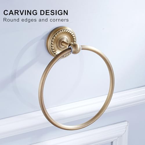 Image of Antique Bronze Towel Ring for Bathroom Hand Towel Holder Wall Mounted