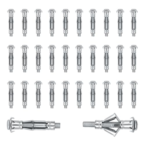 BEASAFY 30 Pièce Chevilles, M8 x 52 mm Fixations Murales Creuses, Chevilles à Expansion avec Vis, Galvanisées Cheville, Métalliques Fixations D'ancrage pour Mur Creux