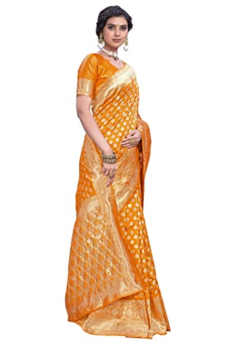 Glory Sarees Women's Woven Pure Soft Kanjivaram Silk Saree Banarasi Style With Blouse Piece for Wedding