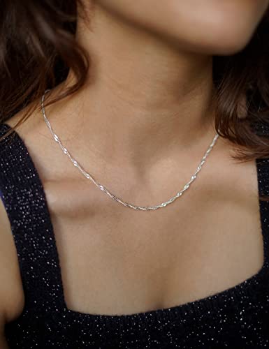Waitsoul 925 Sterling Silver Singapore Chain Lobster Clasp 2.5Mm Necklace For Women Silver Chain For Women Silver Necklace Chain For Grils 22 Inches Gifts For Her #TOP1