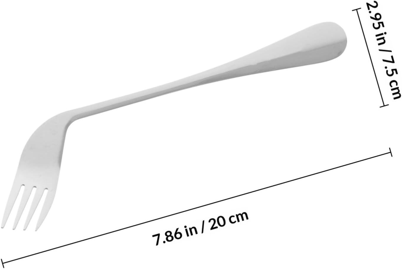FRCOLOR Ergonomic Feeding Fork Spoon Curved Utensils for Elderly Disabled Hospital Use Angled Design Comfortable to Hold Stainless Steel