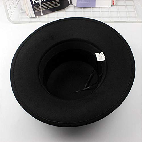 1Pcs Black Classic Flat Top Blend Fedora Hat Brim Church Derby Cap For Unisex Men Women #TOP3