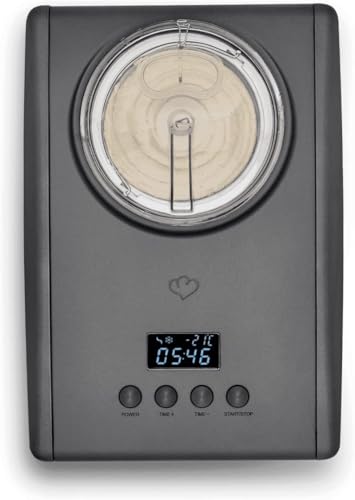 SPRINGLANE Eismaschine Emma 1,5 L mit selbstkühlendem Kompressor 150 W, aus Edelstahl mit entnehmbarem Eisbehälter, inkl. Rezeptheft (Anthrazit, Emma Anthrazit + 4 Eisbehälter Mini Grau) – Bild 3