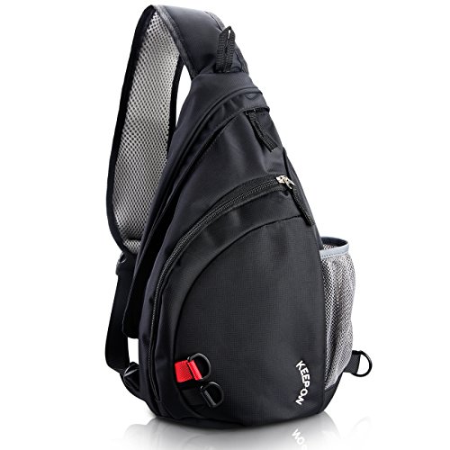 Sling Shoulder Crossbody Daypack Bag for Travel and outdoor sports Men & Women (Black)