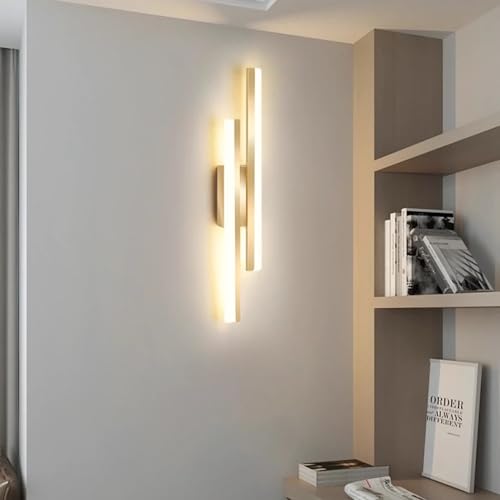 2 Pack LED Wall Sconce Modern Linear Wall lamp Gold Long Strip Wall Light Fixture Acrylic Shade, 3000K/4000K/6000K Adjustable, 19.6" Indoor Aluminum Hardwired Wall scocnes - Image 3