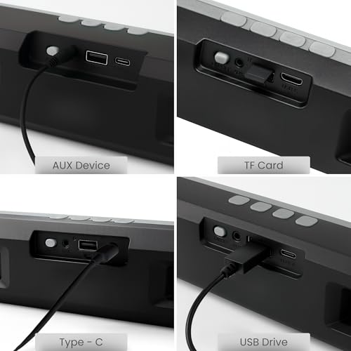 Image of OOGE Vibebox 7000 Bluetooth Speaker, 15W Portable Wireless Speaker with TWS Connection, Type-C Charging, AUX Input, FM Radio, USB & TF Card Support, 8H Playtime (Movie,Music Modes) (Grey)
