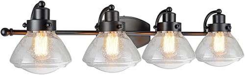 Miniatura 4 de Aspen Creative 62080A, lámpara de pared de metal con cuatro luces, 33 34 pulgadas de ancho, diseño de transición en negro con pantalla de vidrio