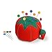 Dritz Large Tomato Pin Cushion with Strawberry Emery - 4 Inch Sewing Pincushion, Holds Pins & Needles, Includes Sharpening Emery