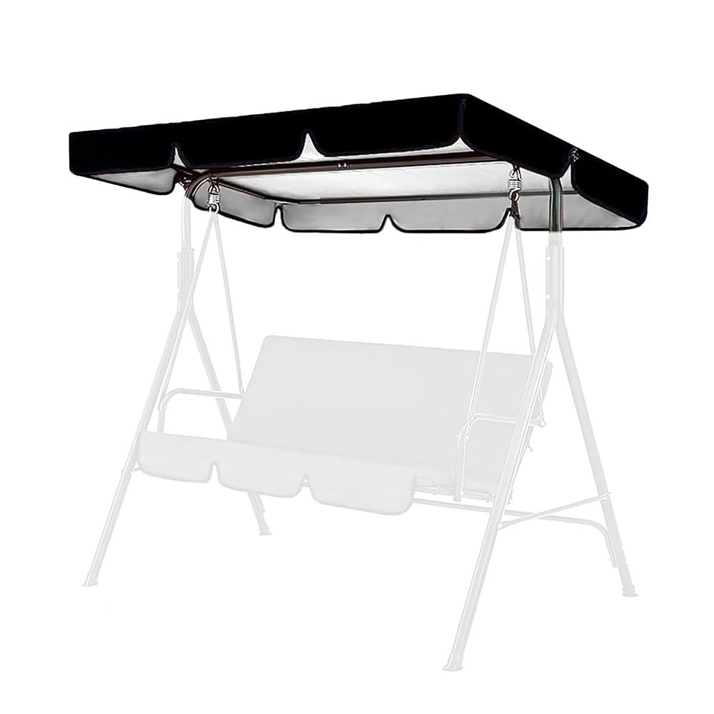 BEWEGNLNHK Outdoor Swing Canopy Replacement Top Cover 2 3 Seater Patio Swing Cover Waterproof Porch Swing Canopy Replacement Top Cover Sun Shade Swing Cover(Black,195x125cm(77x49in))
