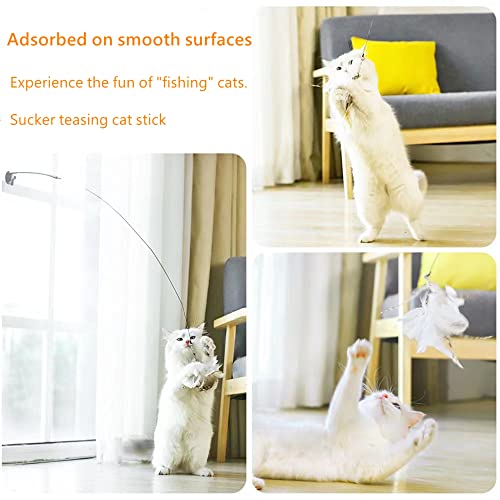 Mrocioa 11Pcs Cat Toys Feather Teaser, Interactive Suction Cup Cat Toy Wand With Replaceable Kitten Toys For Indoor Cats To Play Chase Exercise #TOP5