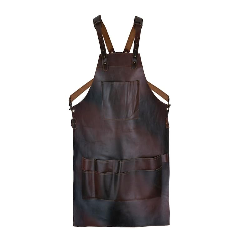Dark Brown Leather Tool Working Apron -Full Grain Leather Butcher Apron BBQ, Cooking, Hairstylist, DIY, Chef, Woodworking apron