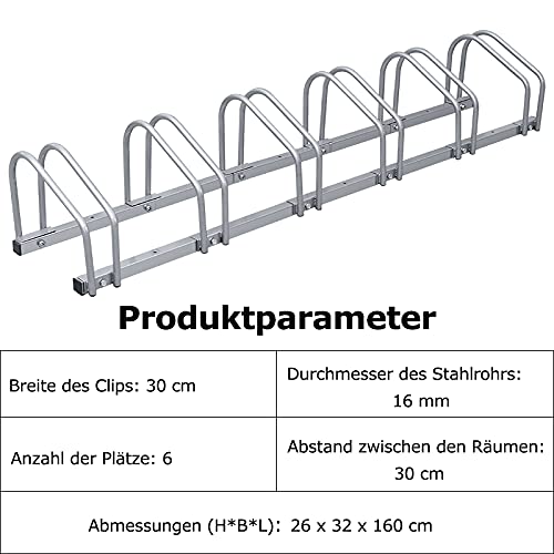 Yakimz Fahrradständer Boden Für 6 Fahrräder, Mehrfachständer, Fahrradhalter Bodenständer, Aufstellständer Fahrrad Ständer Boden, Wand Montage Metall Platzsparend Wandhalterung bodenparker Baumarkt