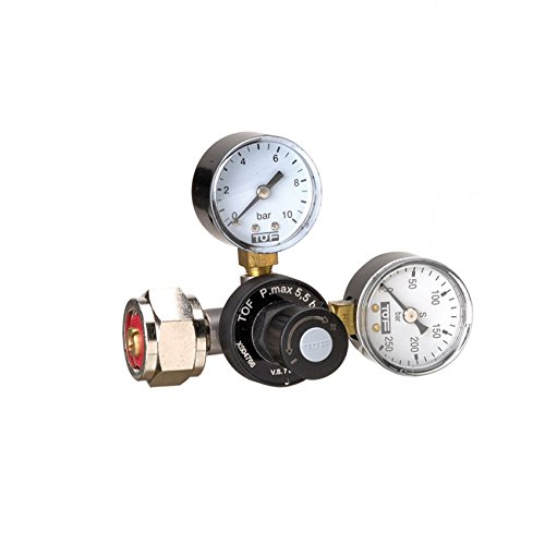 Riduttore di pressione CO2 per bottiglie riutilizzabili fino a 5,5 bar, standard europea, attacco W21,8 x 1/14", uscita: 1/4″ IG per impianti a spruzzo d'acqua, adatto anche per uso acquario