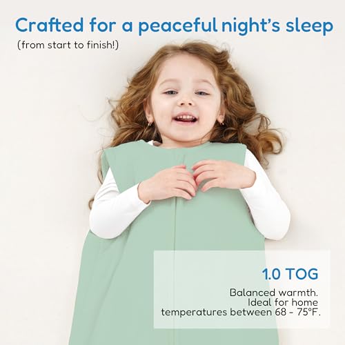 Image of TotAha Toddler Sleep Sack, 1.0 TOG, 2T-3T-4T, Sage