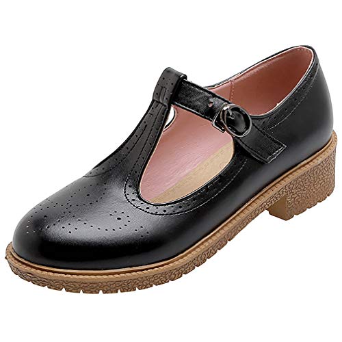 Parisuit Womens T Strap Mary Jane Low Heels Pumps Vintage Chunky Oxfords Dress Shoes