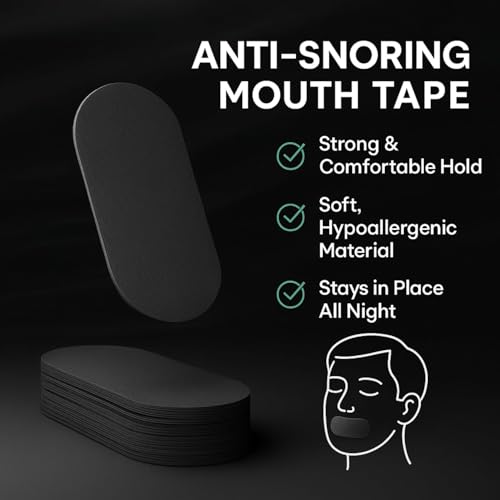 Image of Mouth Tape for Sleeping Adults or Kids, Black, 30 Pcs | Anti Snoring Sleep Strips, Mouth Breathing Stopper for Nose Breathing & Better Sleep, Hypoallergenic Adhesive