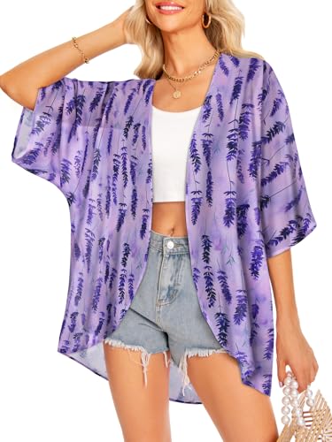 Image of Women Kimono Cardigans Casual Summer Tops Cover up Open Front Floral Print Resort Wear 2026
