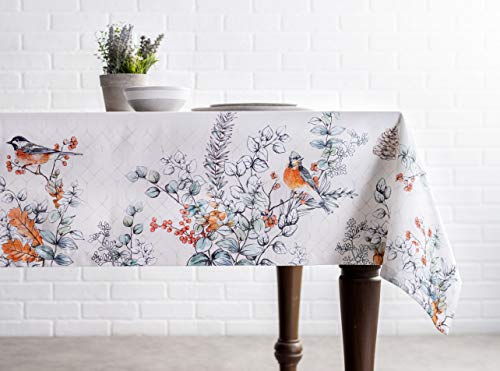 Maison D' Hermine Table Cover 100% Cotton 60"X90" Decorative Tablecloth Washable Rectangle Tablecloths, Dining, Home, Wedding, Whitish Shabby Chique - Thanksgiving/Christmas #TOP1