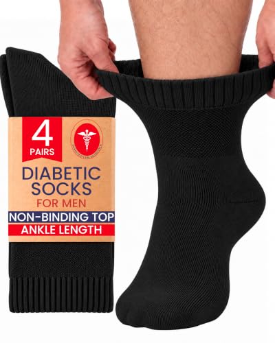 Hugh Ugoli Diabetic Socks for Men, Loose Ankle...