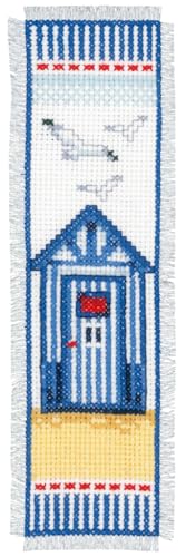 Image of Vervaco PN-0144278 Beach Hut & Seagulls Bookmark Counted Cross Stitch Kit 6x20cm