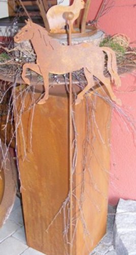 Rostikal Gartenstecker Rost Pferd 120 cm Pferde Figur Gartendeko Vintage Deko Metall