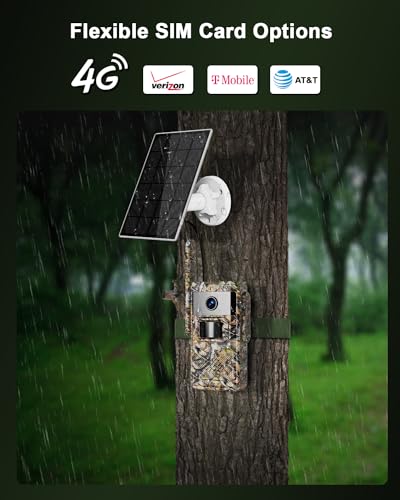 HXVIEW Cellular Trail Camera, Solar Powered Game Camera, 2.5K Live Streaming & Playback on Phone, No-Glow IR, Motion Activated, Deer Wildlife Hunting Camera, 4G LTE SIM Card, PIR Detction, IP66