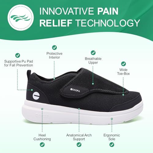 Image of Diabetic Shoes for Men Extra Wide Slip on Shoes for Swollen Feet Adjustable Walking Shoes for Elderly Foot Pain Relief Neuropathy