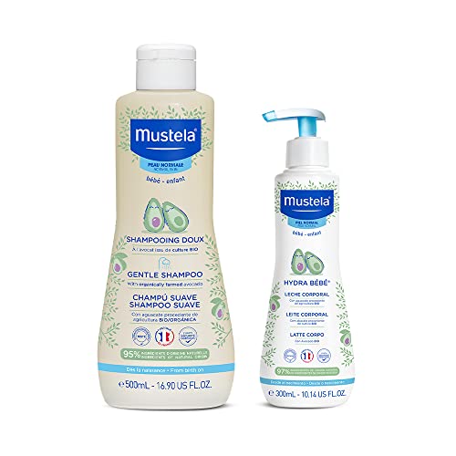 Kit Shampoo Suave Mustela 500ml e Hidratante Hydra Bebê 300ml com 70% off - Banho e Hidratação Infan