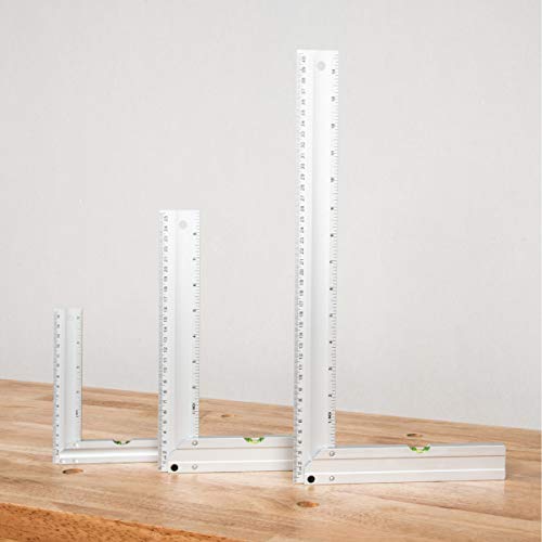 Powertec 80005 L Square Ruler Set W/Bubble Levels, Anodized Aluminum Finish 3Pc Set, Green #TOP1