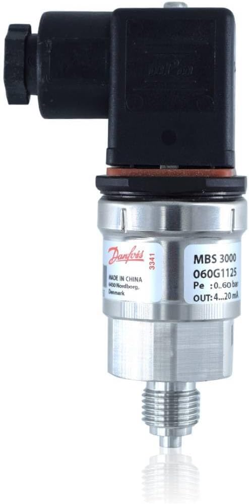 - Industrial Pressure Transmitter Transducer (Range: 0 to 60 Bar) G 1/4 BSP thread with 1/2 BSP reducer | 4-20mA for Industrial, Hydraulic Applications & HVAC by Danfoss | Model: Danfoss MBS 3000